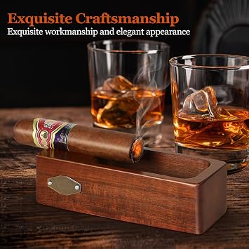 Ashtrays, Wooden Ashtray, Cigar Ashtrays, outdoor and Home Office Decoration Useful Ashtray, Smoking Lover's Gift (Wood Grain Color)