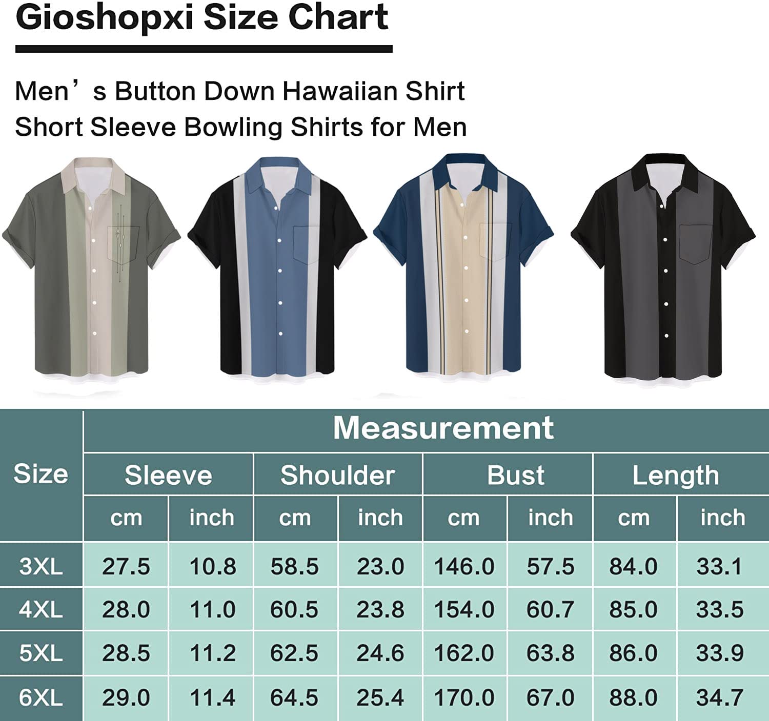 Mens Short Sleeve Button Down Retro Bowling Shirts Big