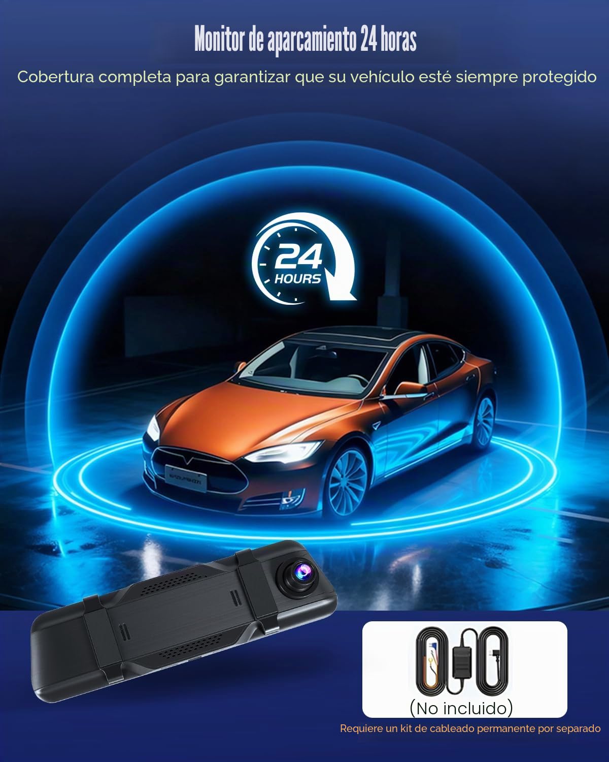 Cámara Retrovisora 4K con WiFi, Cámara para Salpicadero Delantera y Trasera con WDR, Pantalla Táctil de 9,7", Cámara de Marcha Atrás, Asistente de Marcha Atrás, ADAS, Incluye Tarjeta de 64 GB y GPS