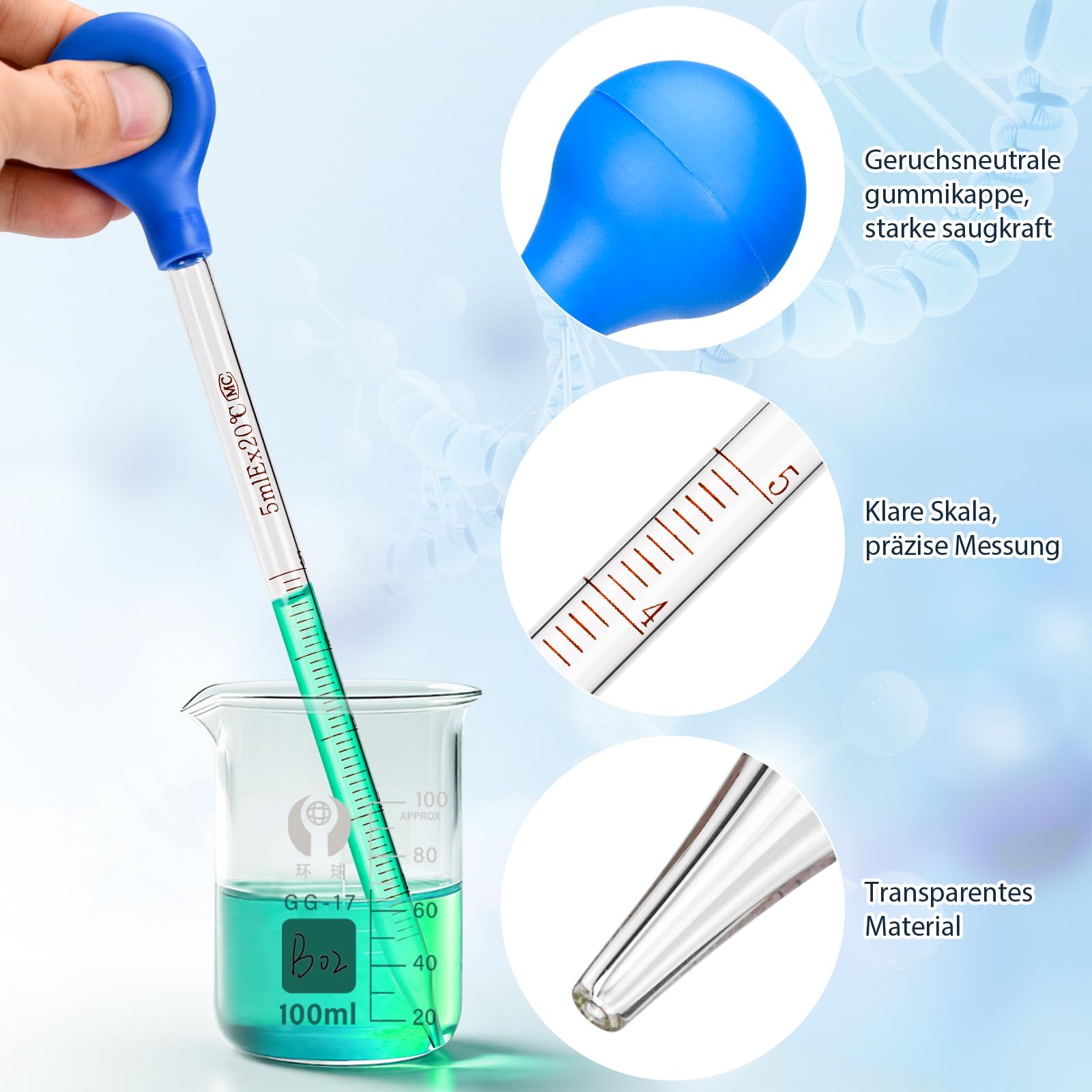 6 sztuk szklanych pipet 0,5 ml 1 ml 2 ml 3 ml 5 ml 10 ml pipety | Pipeta szklana, pipeta transferowa, pipeta szklana, pipety pomiarowe z 2 szczotkami do kropli