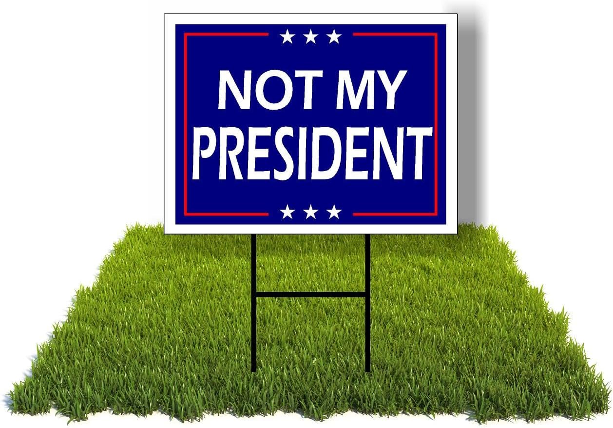 Eco NOT MY president TRUMP BIDEN 5 Double Sided 12x16 in Yard Road Sign w/Stand