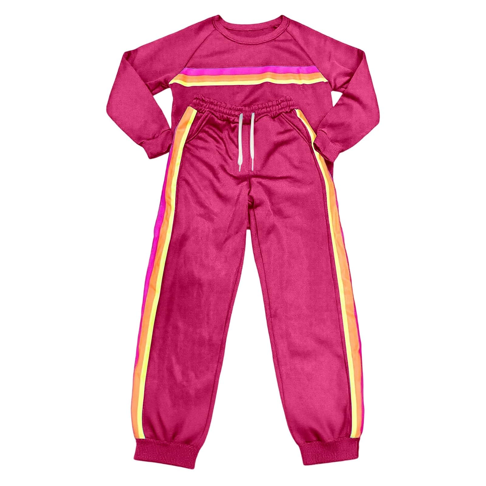 Conjunto de chándal informal de dos piezas con pantalones deportivos suaves a rayas y sudadera con cuello redondo