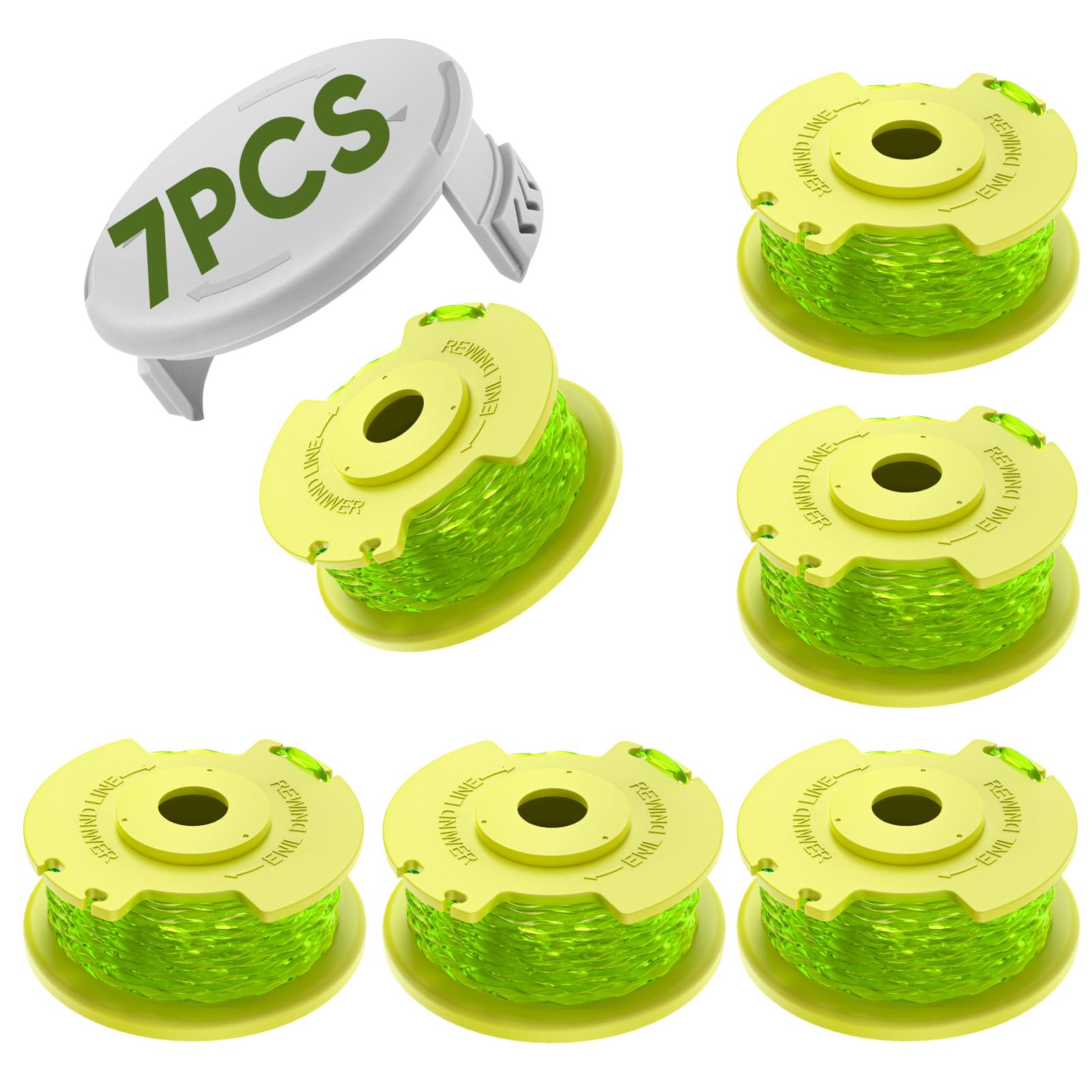 Ryobi One Plus AC80RL3 Weed Wacker String Replacement Compatible with 18V, 24V, 40V Trimmers (6 Spools, 11FT, 0.080'')