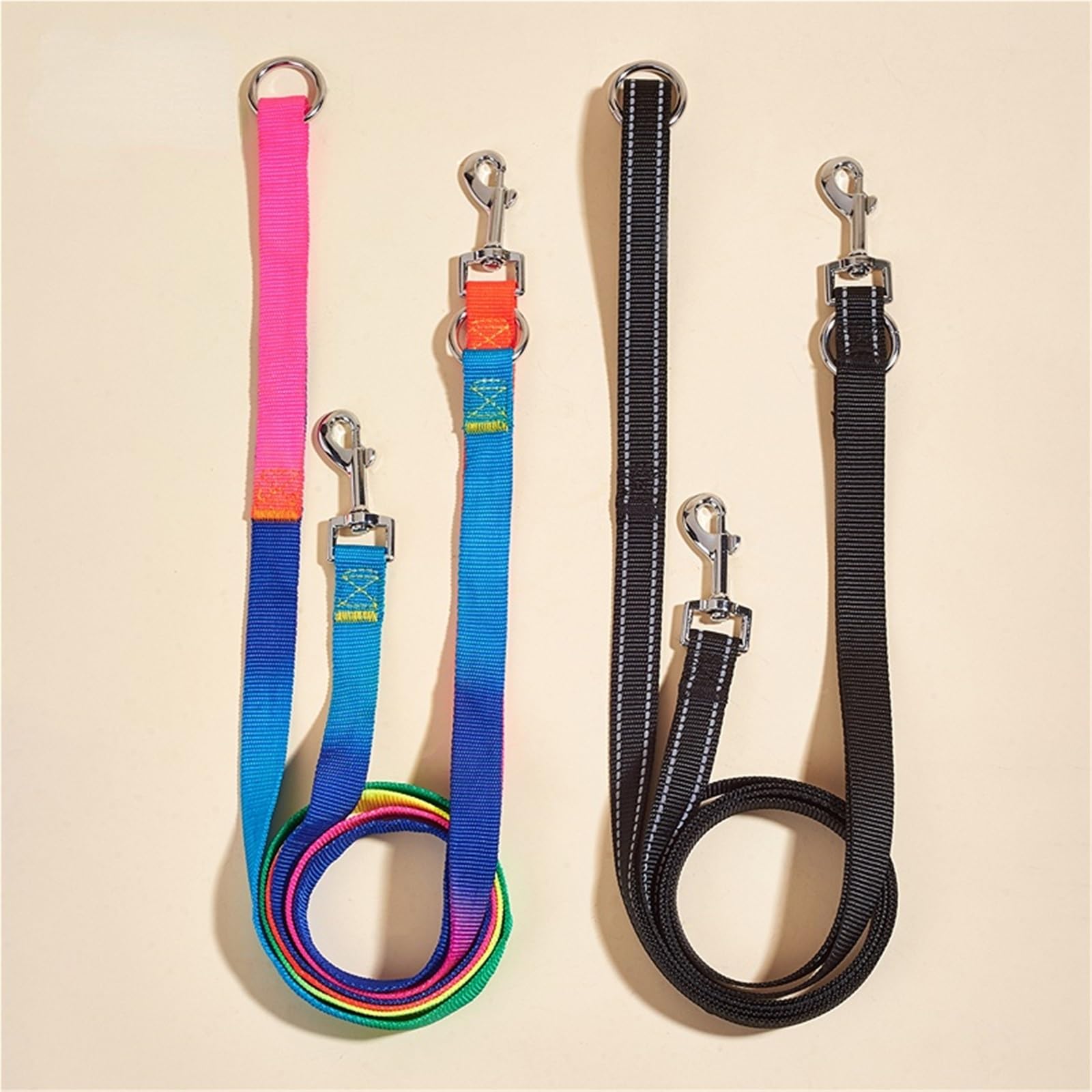 Ceinture de Traction pour Chien Laisse en Nylon Souple for Chiens de Compagnie, Corde Traction Mains Libres for Grands(Black)