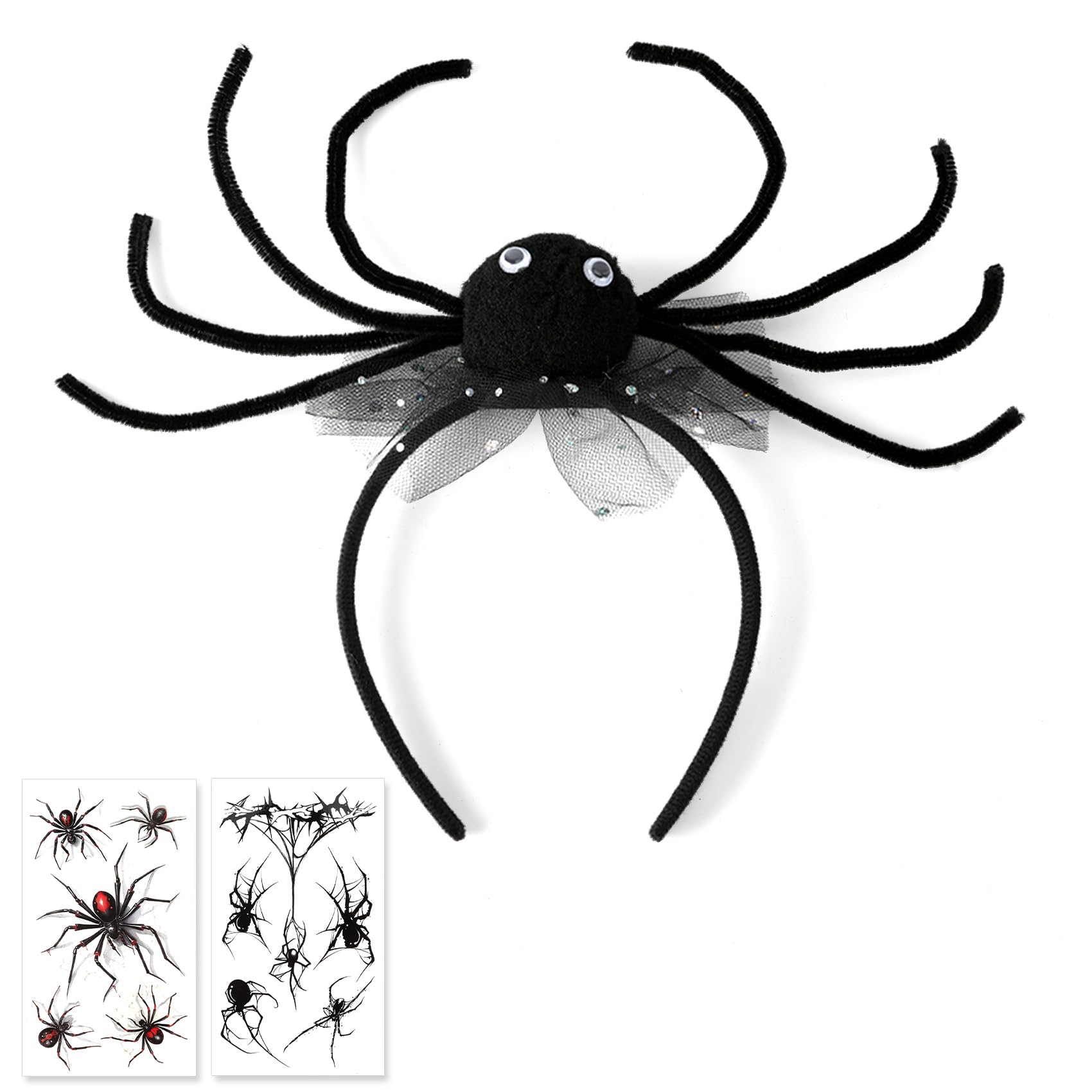 Halloween Spider Headband For Women,Halloween Spider Web Hair Hoop,Spider Tattoos,For Carnival,Masquerade, Cosplay Decoration