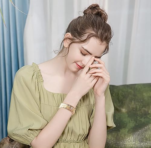 Miniatura 8 de Pulseras de cuentas de arcilla estilo heishi surfista para mujer, con discos de vinilo y dije de mal de ojo, apilables, pulseras elásticas de