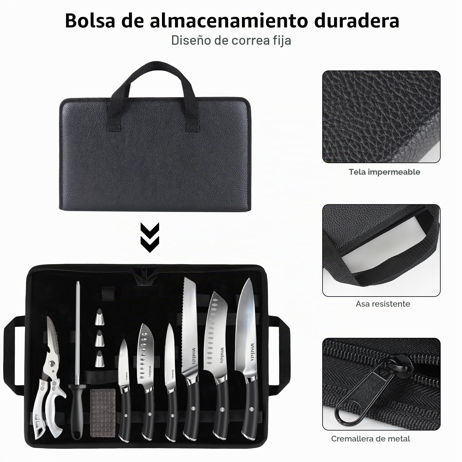MOSFiATA Juego de Cuchillos de Cocina Profesional con Tijeras de Cocina y Estuche, Set Cuchillos Chef 19 Piezas