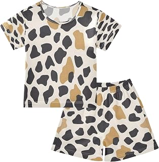 senya Graffiti Dairy Cow Summer Pajamas Set Short Cotton Sleepwear 2 Piece