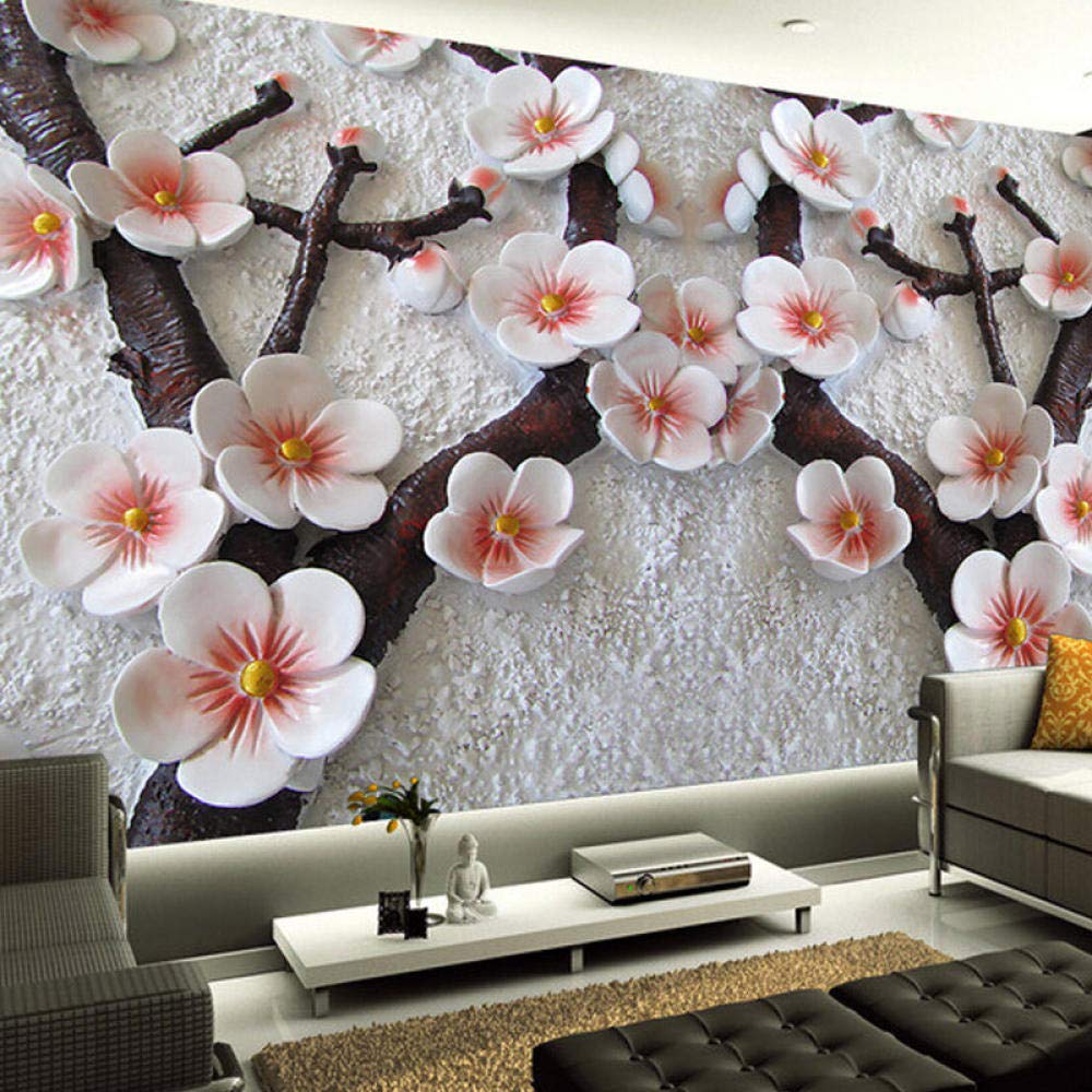 Papier peint 3D fleurs en relief pour agrandir une petite pièce et décorer un mur