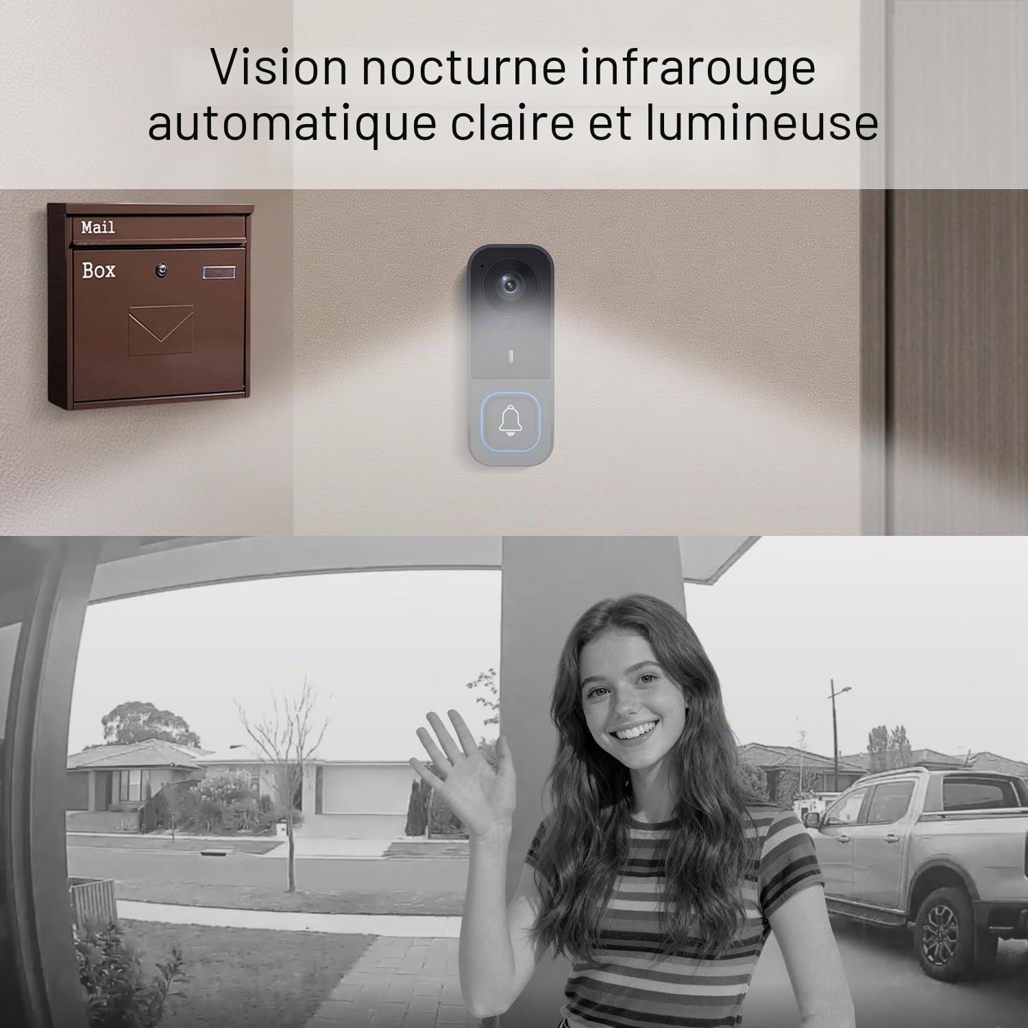 TKMARS Sonnette sans Fil avec Caméra et Écran IPS 4.5 HD, Interphone Vidéo Audio Bidirectionnel Longue Portée de Transmission, Visiophone sans WiFi ni Application, Vision Nocturne