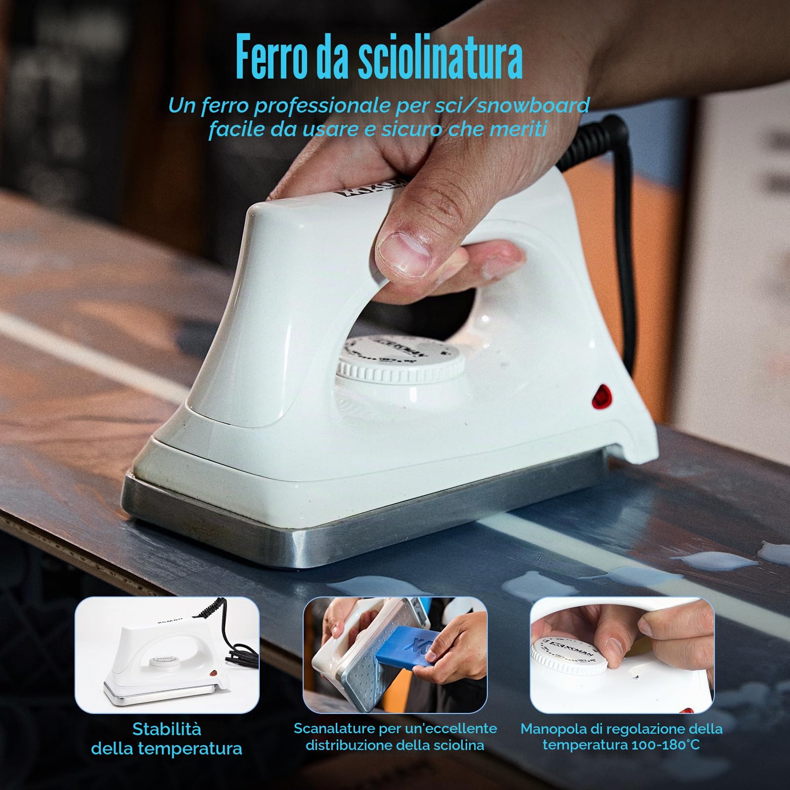 XCMAN Set Completo da Sci e Snowboard Con Ferro da Stiro, Cera, Sintonizzatore, PTEX per Tuning e Riparazione