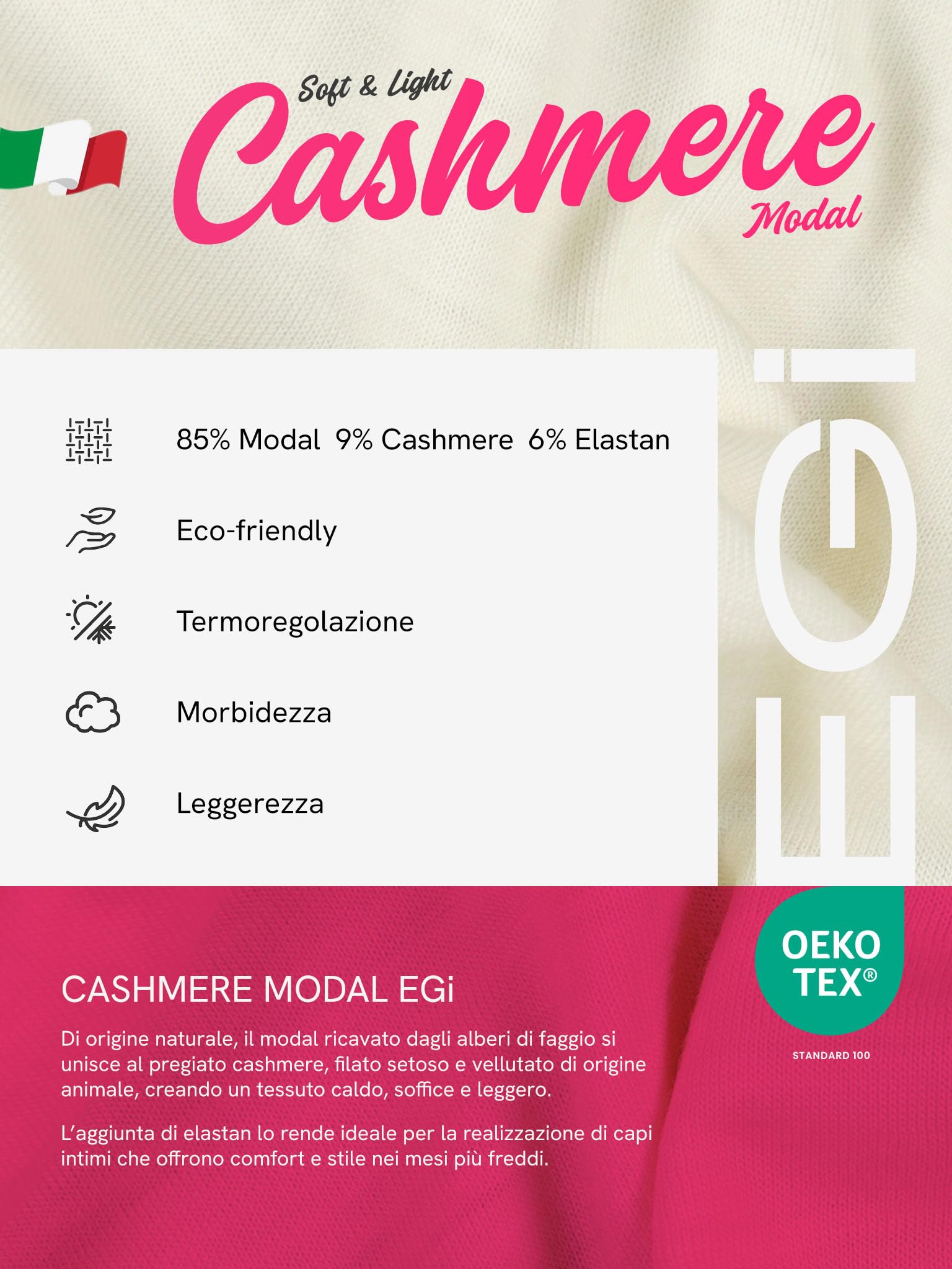 EGI Maglia Donna Cashmere Ultralight Sottogiacca Elegante Leggera Termica Invernale Morbida Traspirante Calda Intimo Donna Made in Italy, Art. 5228