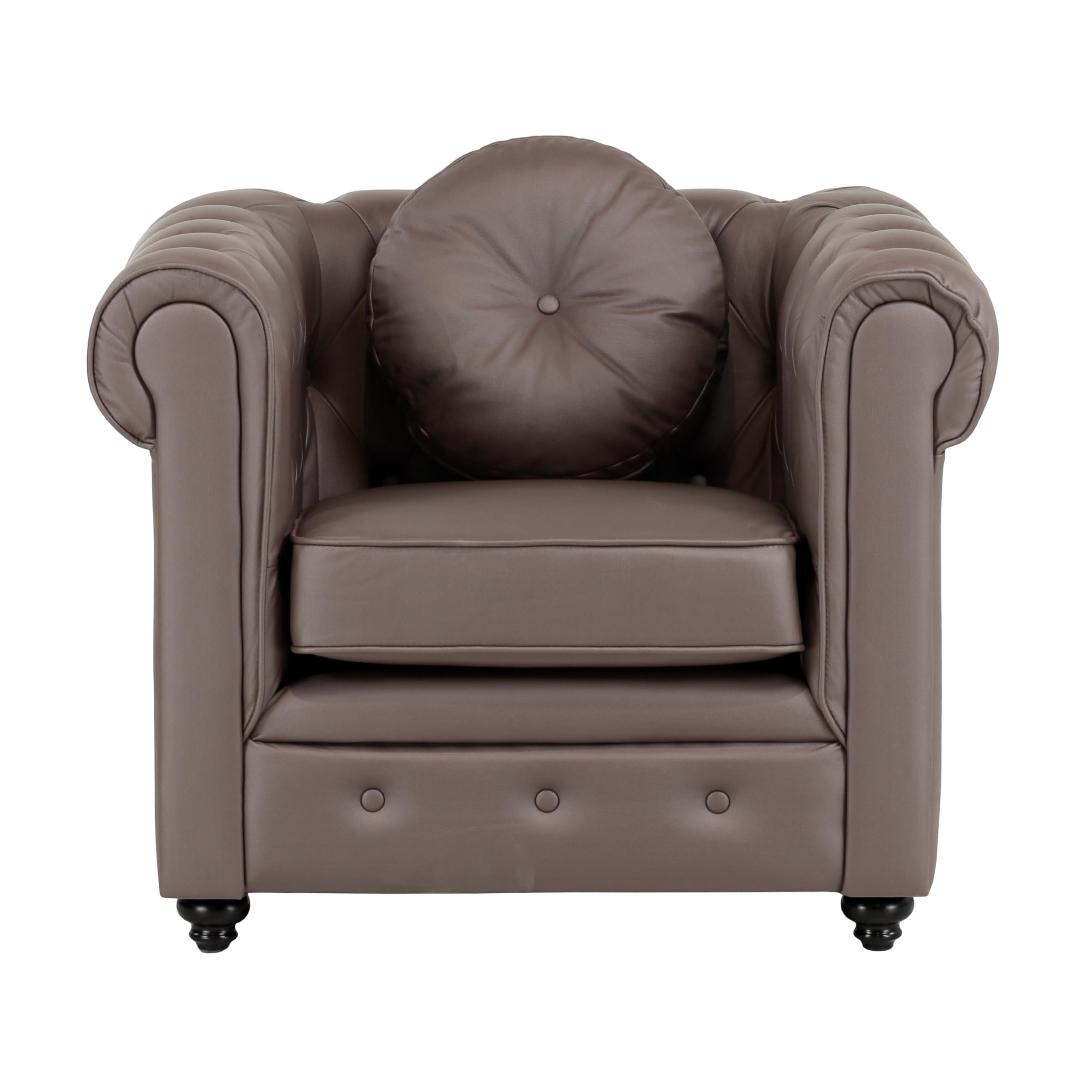 Totò Piccinni Poltrona CHESTER design vintage retrò classico trapuntata piedini in legno (Poltrona, Ecopelle Marrone)