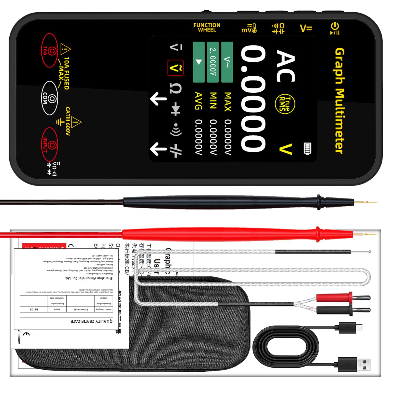 Graphing Multimeter with Large Screen Display Data and Auto Power Off for Electrical Measurement Digital Oscilloscope Multimeter