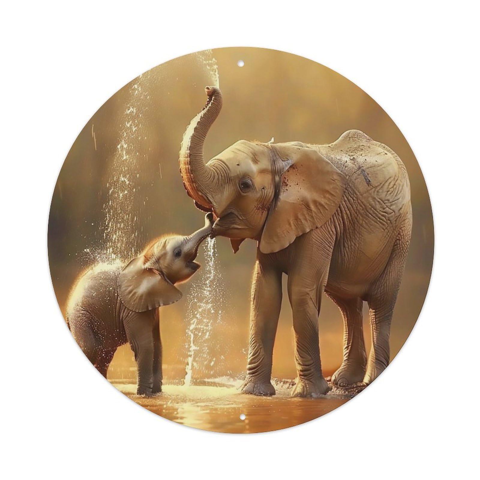 Animal Artwork Elephant And Its Calf Vintage Metal Tin Sign Plaque Wall Decor for Cafe, Club Bar, Office, Garden Metal Poster 8x8Inch