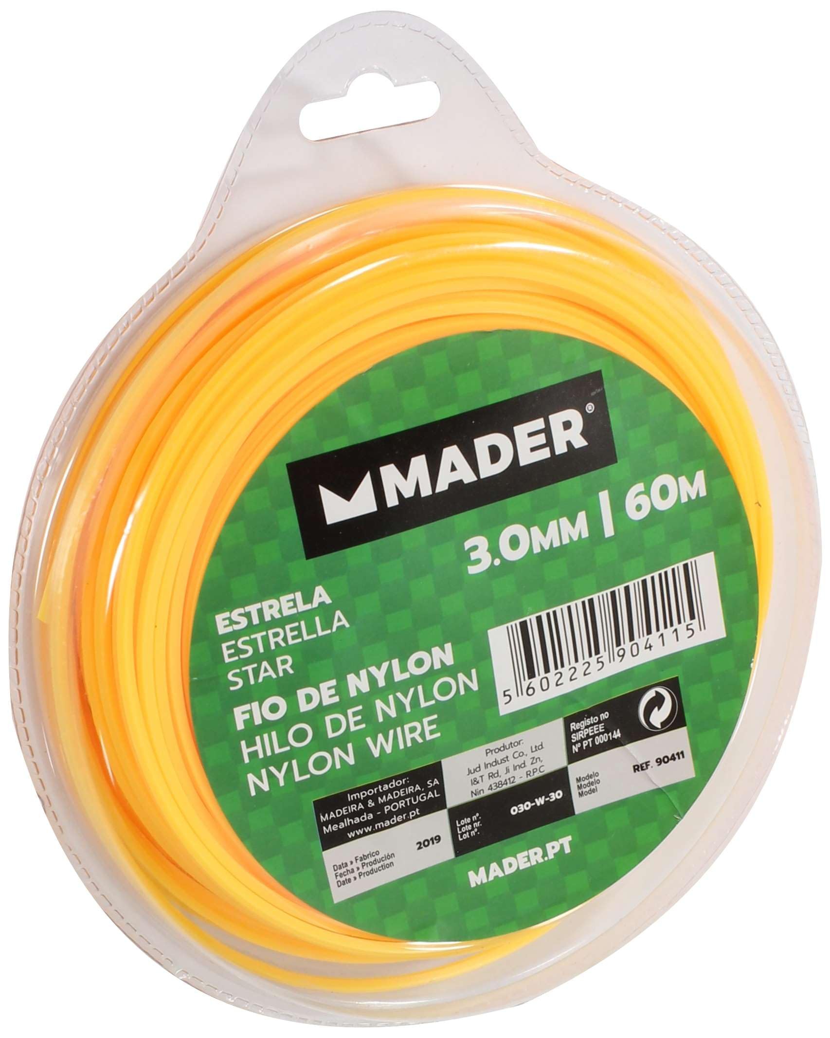 Hilo nylon - estrella de 3 mm y 60 m, resistente y duradero, ideal para jardinería y bricolaje. Perfecto para anudar y sujetar materiales.*