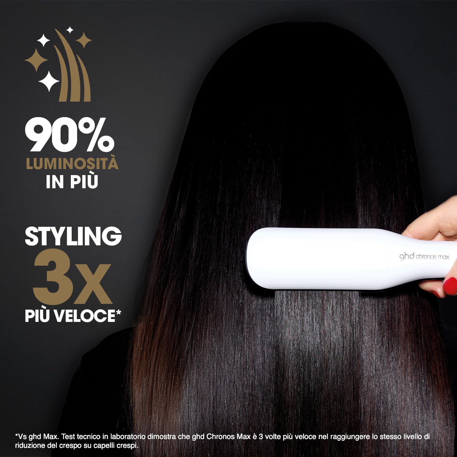 ghd Chronos Max - Piastra per capelli a lamelle larghe - Bianca | 90% di luminosità in più, Tecnologia HD Motion Responsive per Styling 3 Volte più Veloce Senza Danni da Calore Estremo