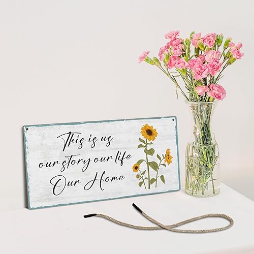 Miniatura 3 de Letrero colgante de madera con texto en inglés "This is Our Happy Place", letreros familiares para decoración del hogar, decoración de pared,