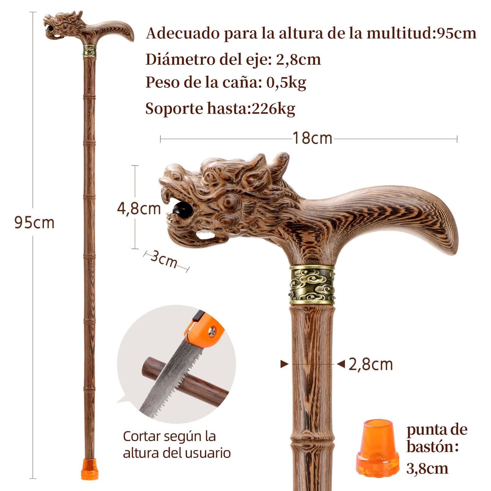 Bastón de madera natural, ergonómico para hombre y mujer, andador tallado a mano para personas mayores, de alta capacidad de carga, ligero y estable, incluye bolsa