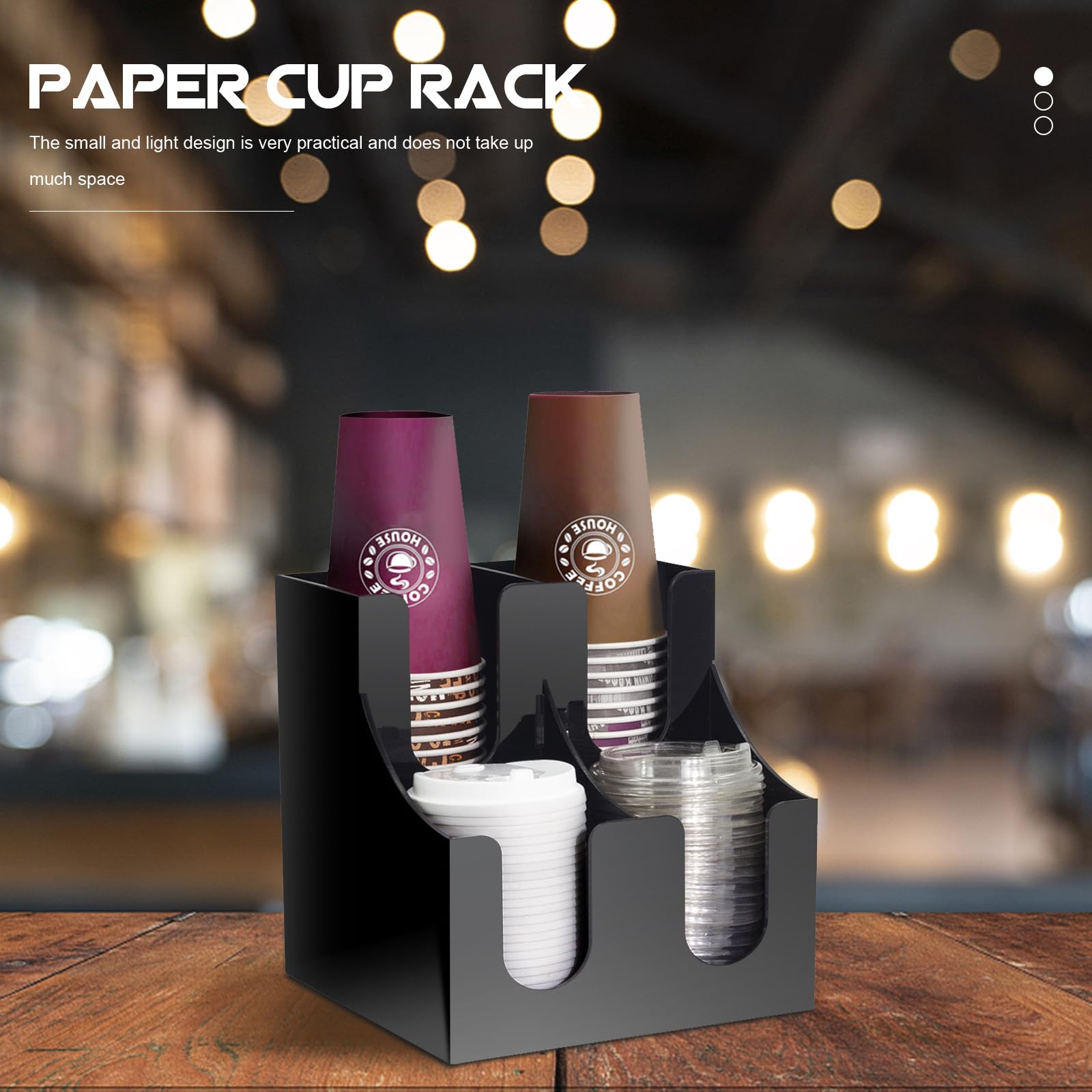 Abaodam Estante Organizador Que Ahorra Espacio y Recursos de Vasos de Papel de Acrílico Negro Diseño para Encimera Adecuado para Cafeterías y Tiendas