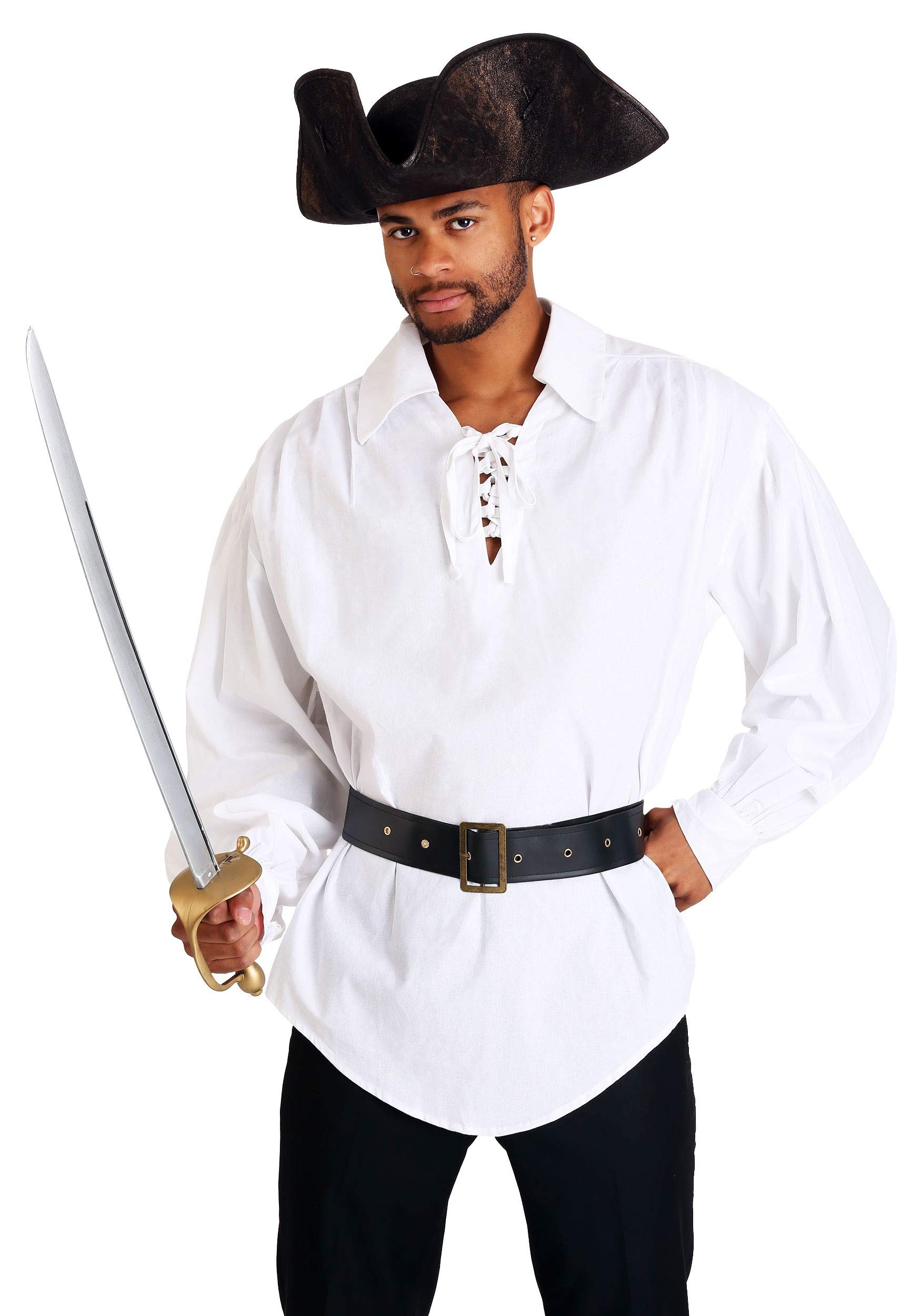 Amazon.com: Fun Costumes White Ruffled Billowy Sleeves Pirate