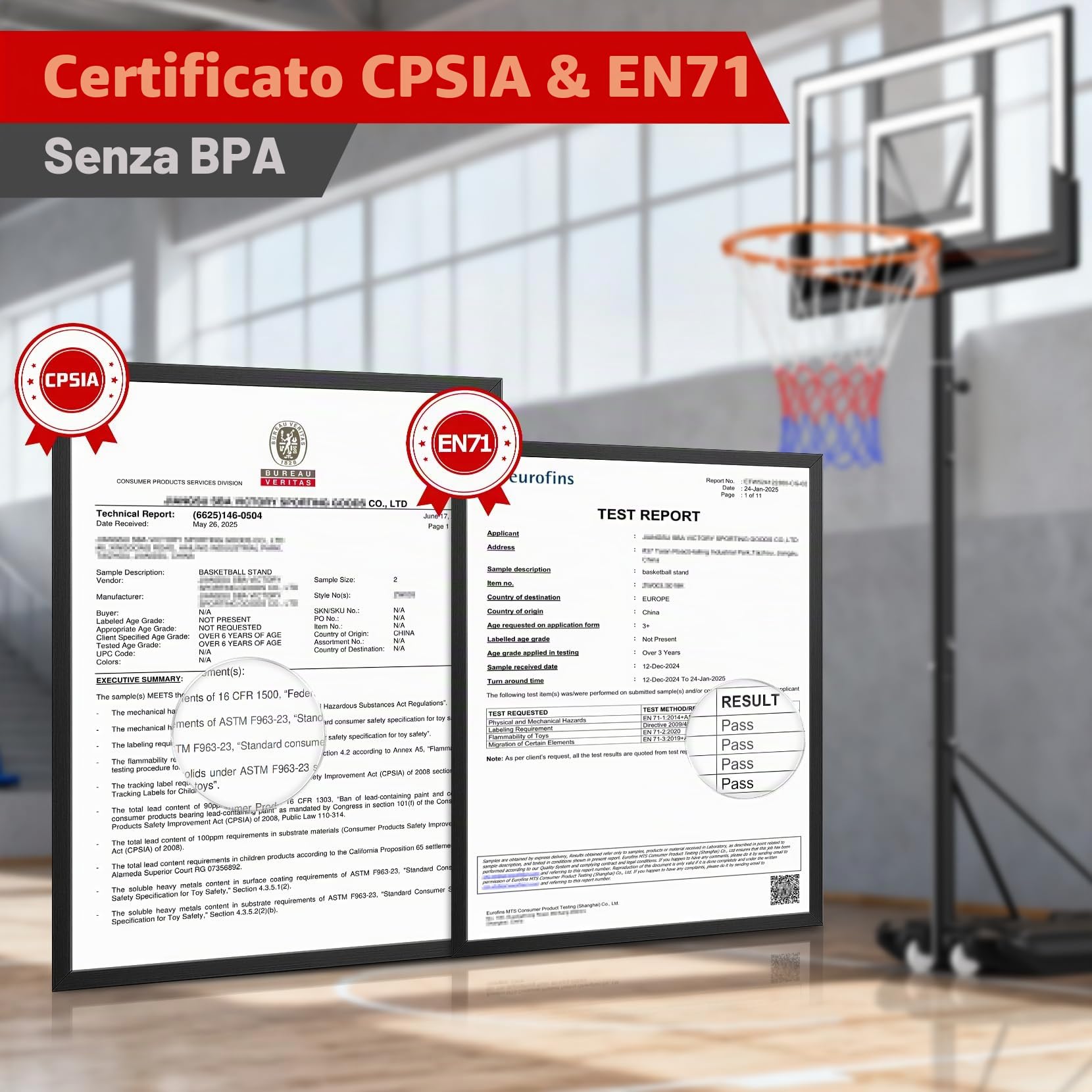 Canestro da Basket Esterno 100-305cm, Canestro da Basket per Bambini e Adulti, Pannello Posteriore in PC Ad Alta Resistenza, 2 Reti Resistenti alle Intemperie
