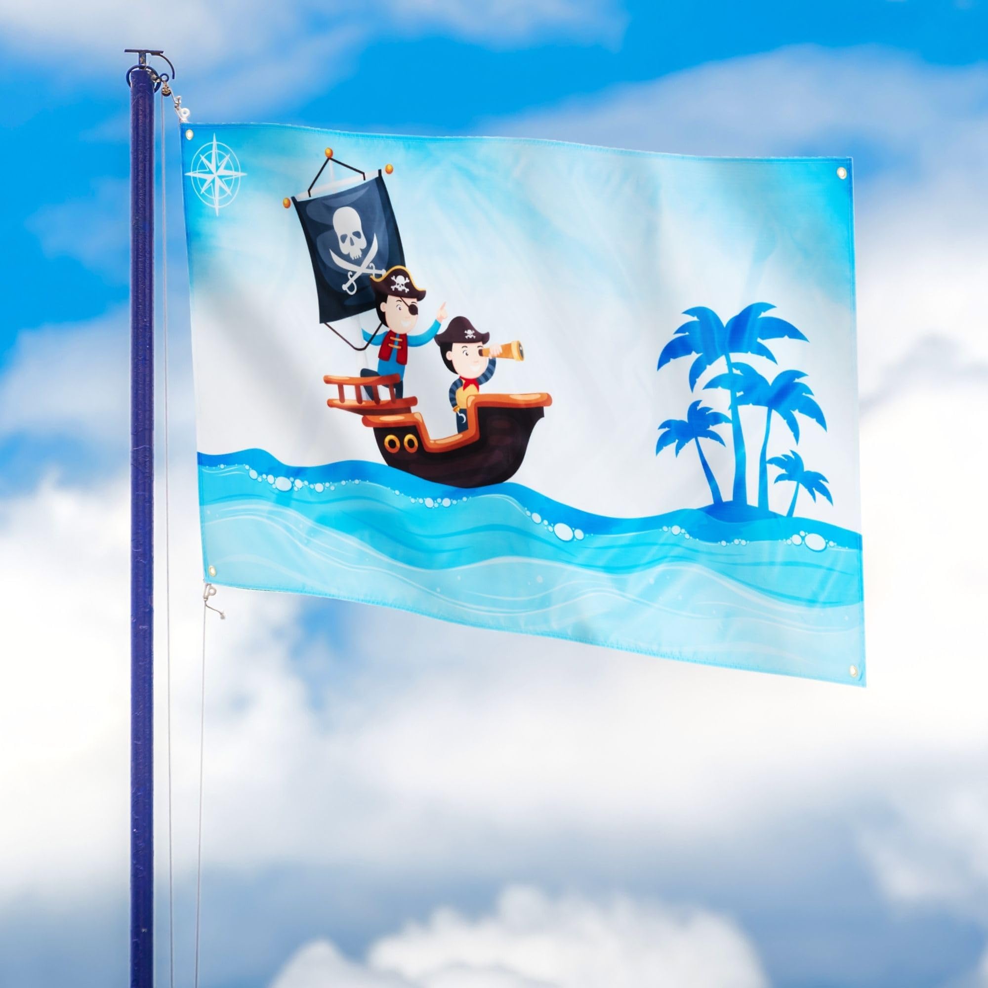 Runesol Children Pirate Flag, 91x152cm, 3ftx5ft, Children's Pirate Banner, 4 Grommets, Pirate Party Decorations - Image 3