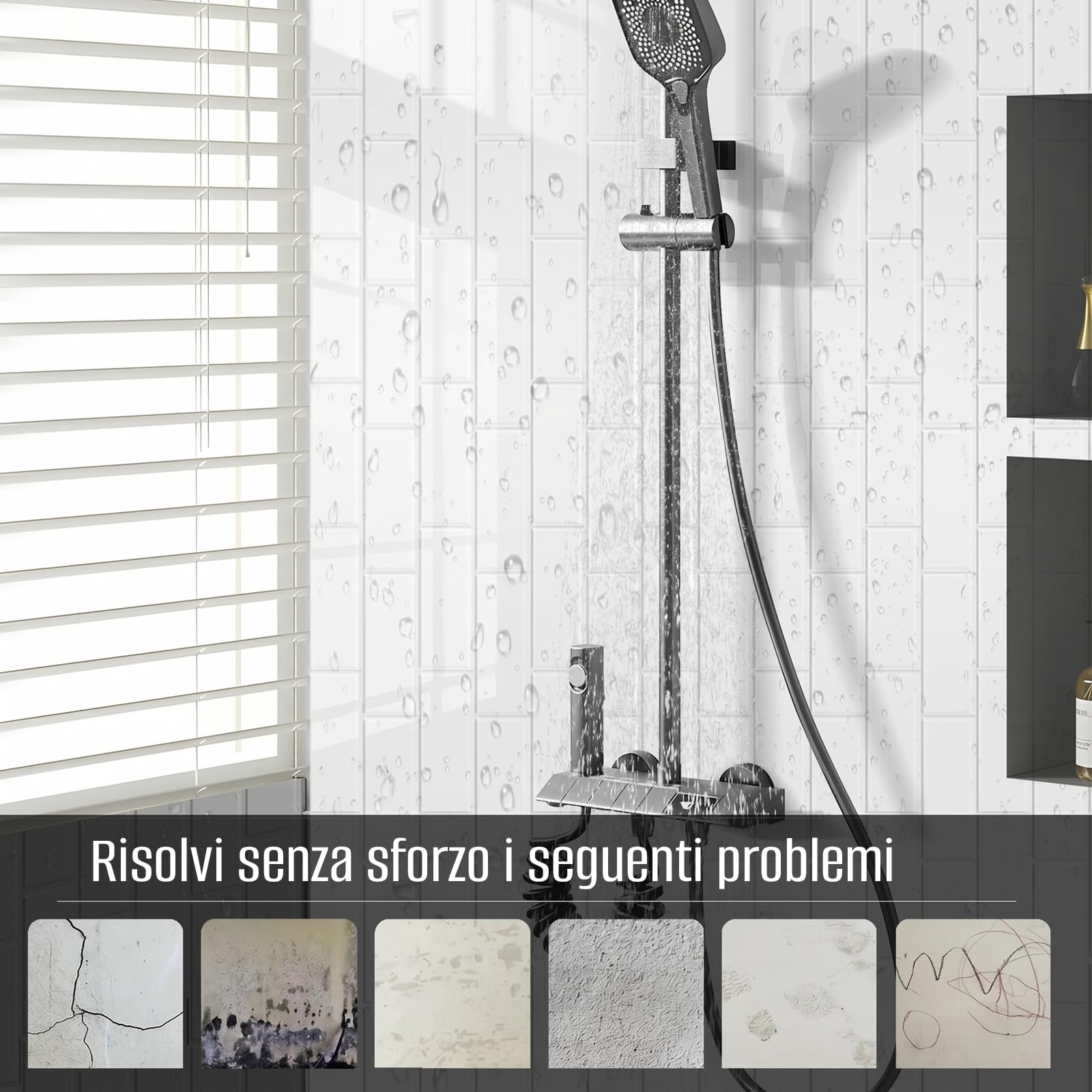Adesivi per piastrelle, 3D, 10 pezzi, autoadesivi, per il retro della cucina, per soggiorno, camera da letto, cucina, bagno (Bianco)