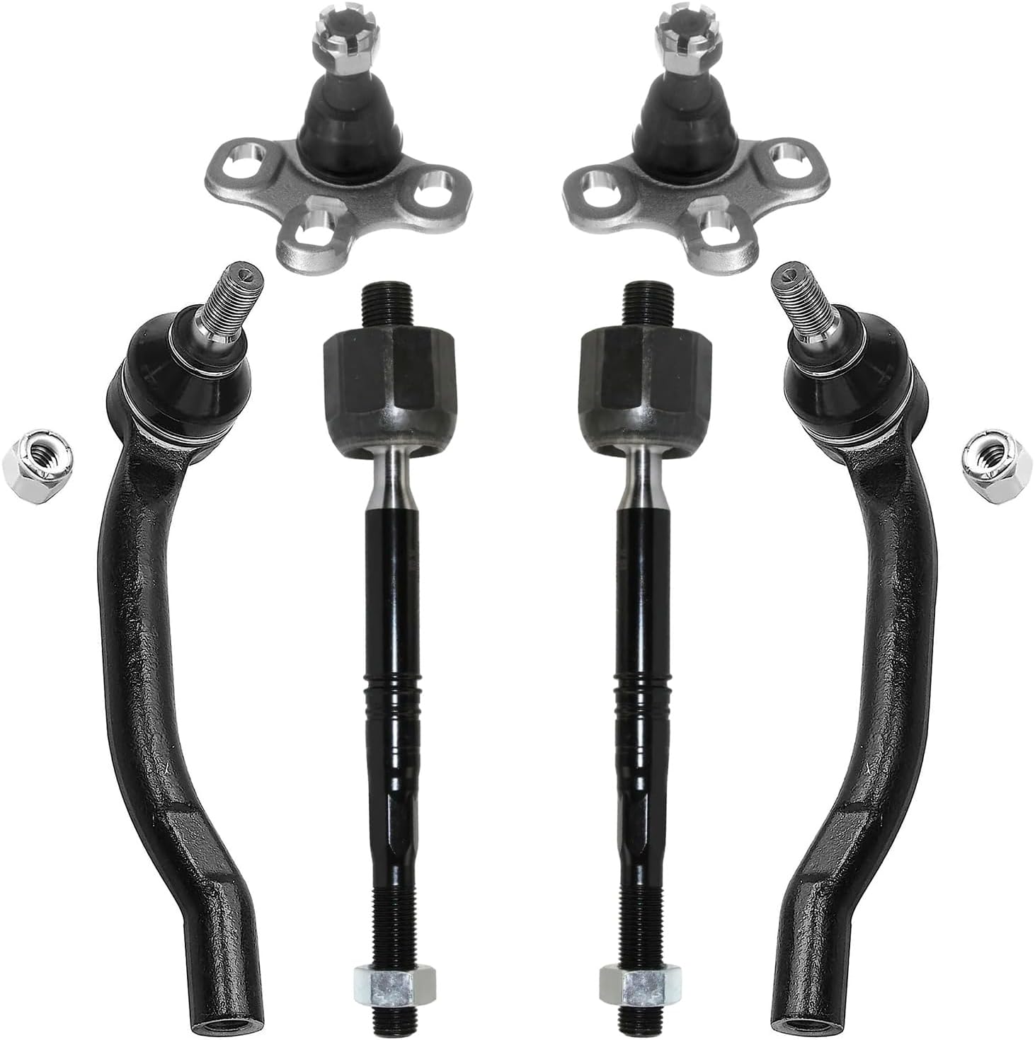 6pc Front Inner Outer Tie Rods Lower Ball Joints Suspension Kit