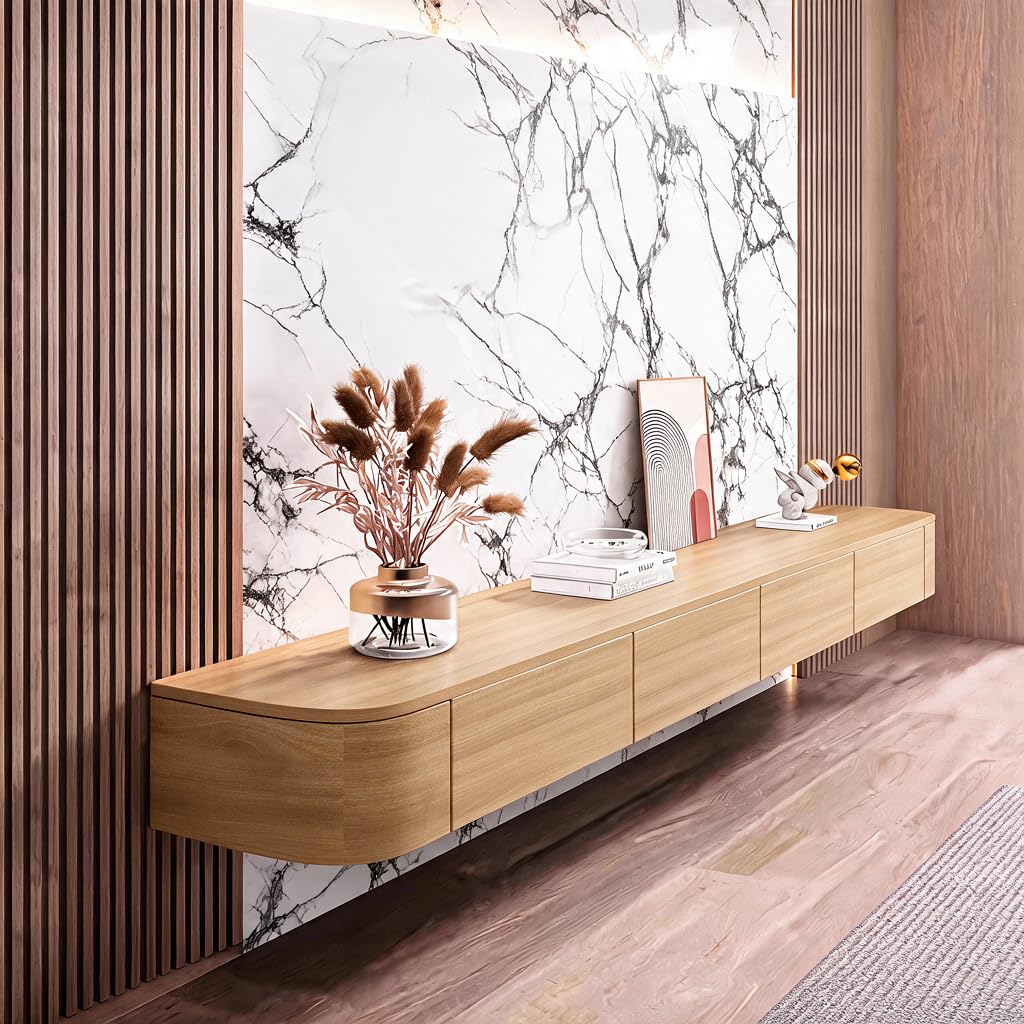 Mueble de TV colgante de madera maciza para salón, hogar, mesa de centro soporte para TV 140, 160, 180, 200, 220, 240 cm, varios tamaños (color madera, 160 x 20 x 24 cm)