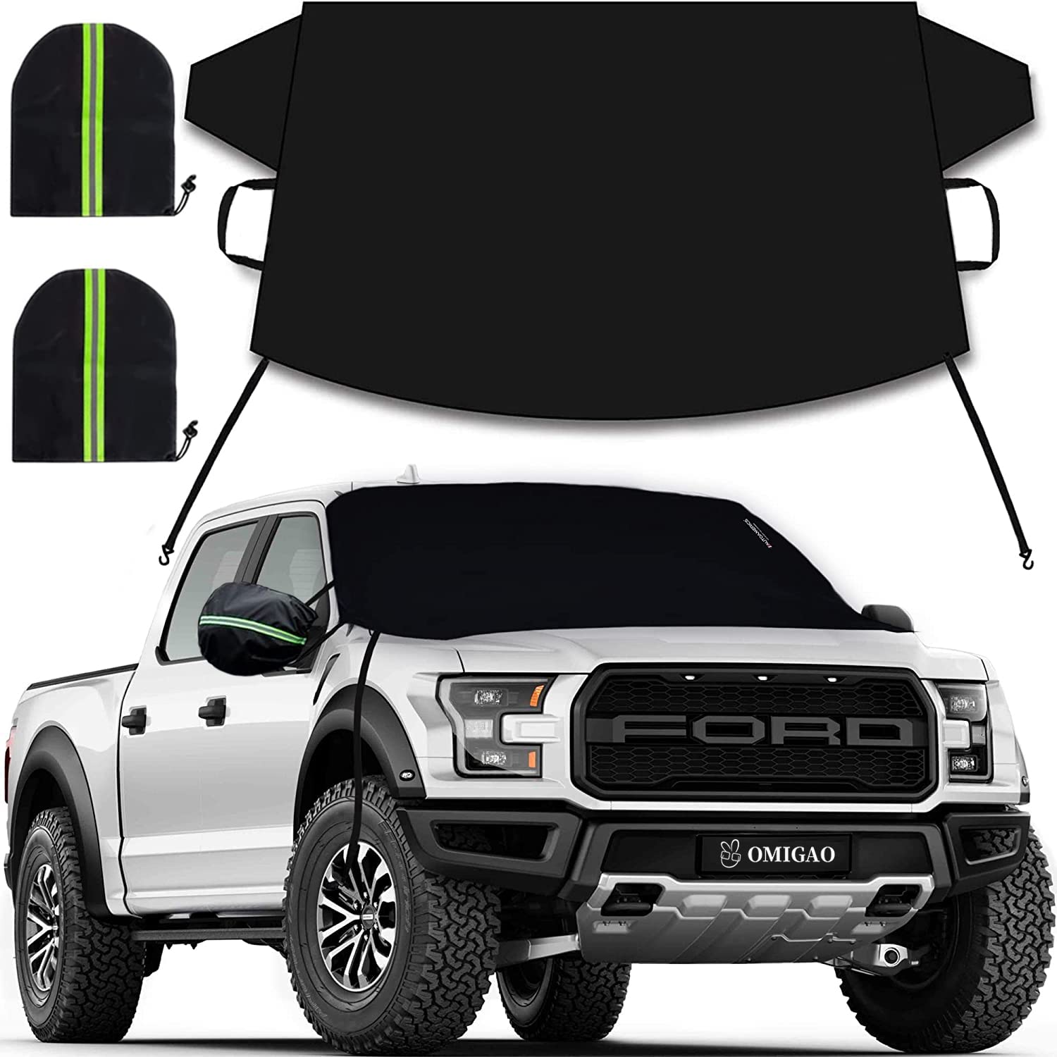 Photo 1 of OMIGAO Windshield Cover for Ice and Snow, Car Windshield Snow Cover with Side Mirror Covers & Magnet Embedded, Enhanced 600D Windshield Frost Cover for All Weather, Fits Most Car, SUV, Van and Truck STANDARD = 63 x 47 inches
