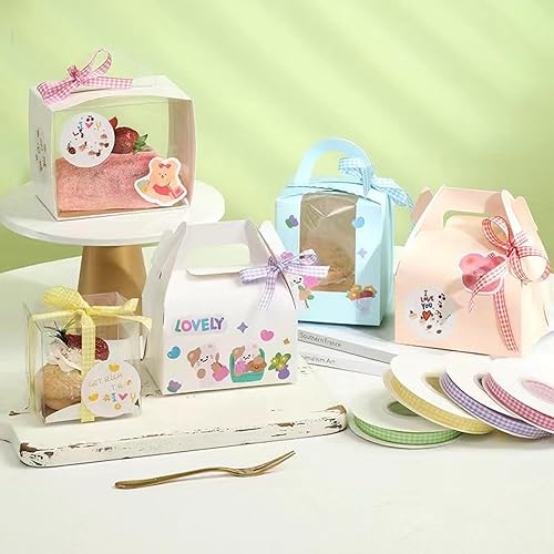 Miniatura 4 de HIFEASTS Cinta a cuadros de 38 pulgadas x 50 yardasrollo de cinta a cuadros para embalaje de cajas de regalo y pasteles de cumpleaños, decoraciones