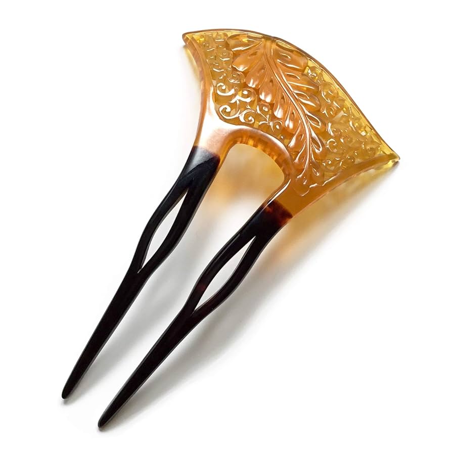 極珍品！ 希少  本鼈甲 簪 本べっ甲 簪 白甲 黒甲 髪飾り 白鼈甲菊彫刻飾り付き簪2022｜日本の伝統工芸、鼈甲職人の技が