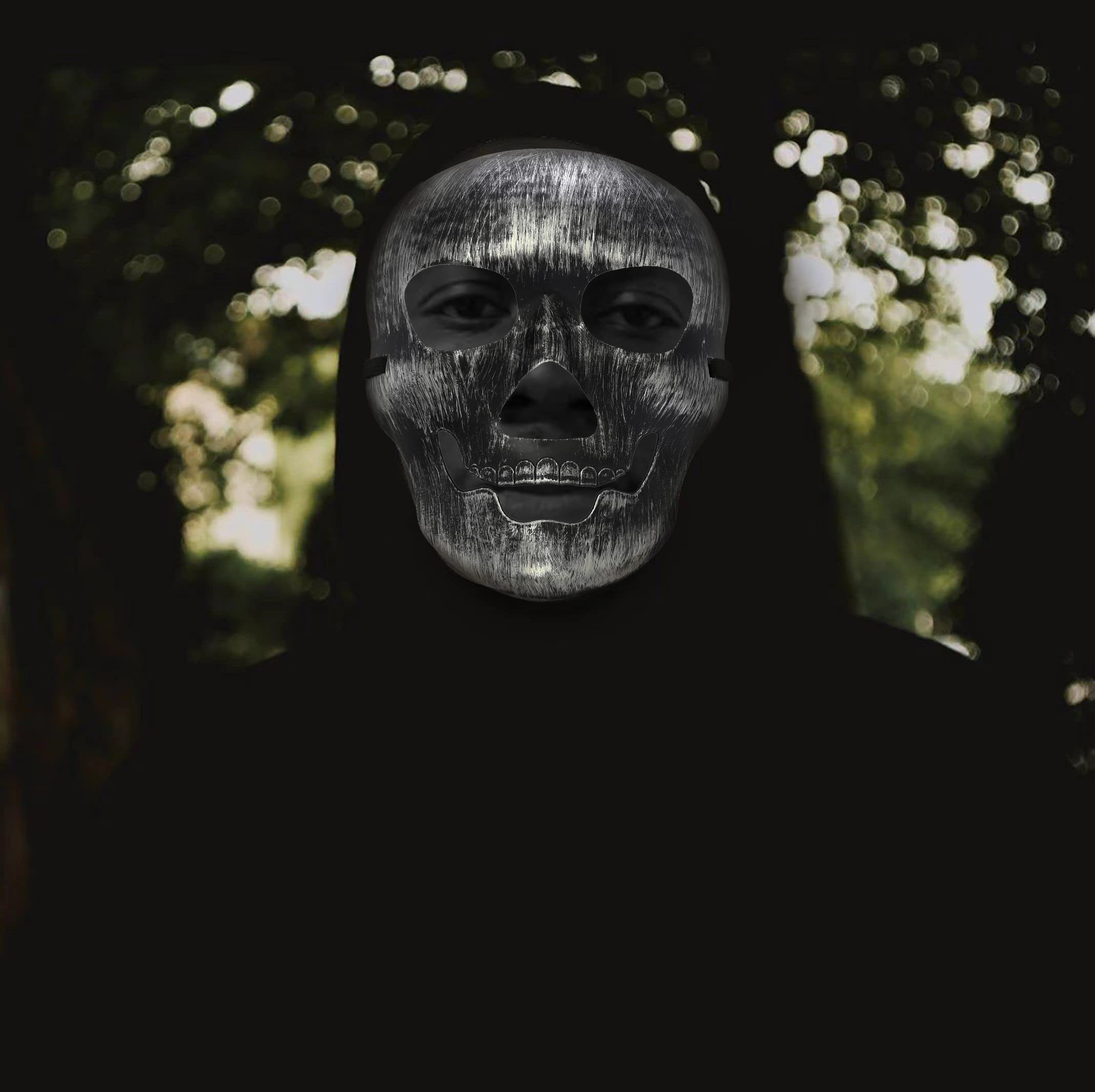 Komonee Halloween Mask Skull Silver Costume Adult Outfit Scary Spooky Horror Party Face Fancy Dress Cosplay For Men Women (HM11) - Image 3