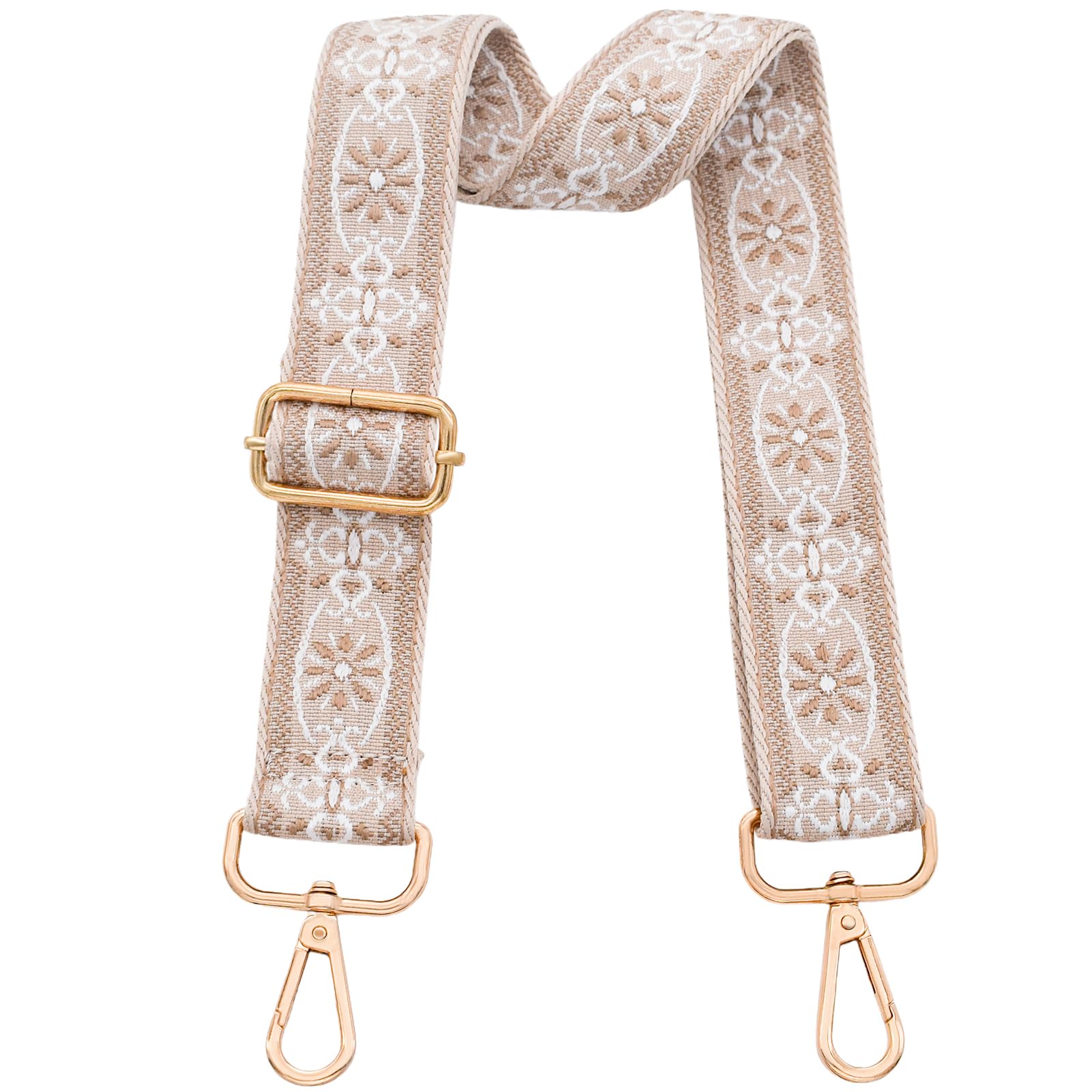 ROYGBCP Replacement Purse Strap Shoulder Strap Adjustable Crossbody Strap for Women Crossbody Wide Shoulder Bag, Khaki Star-gold Hardware