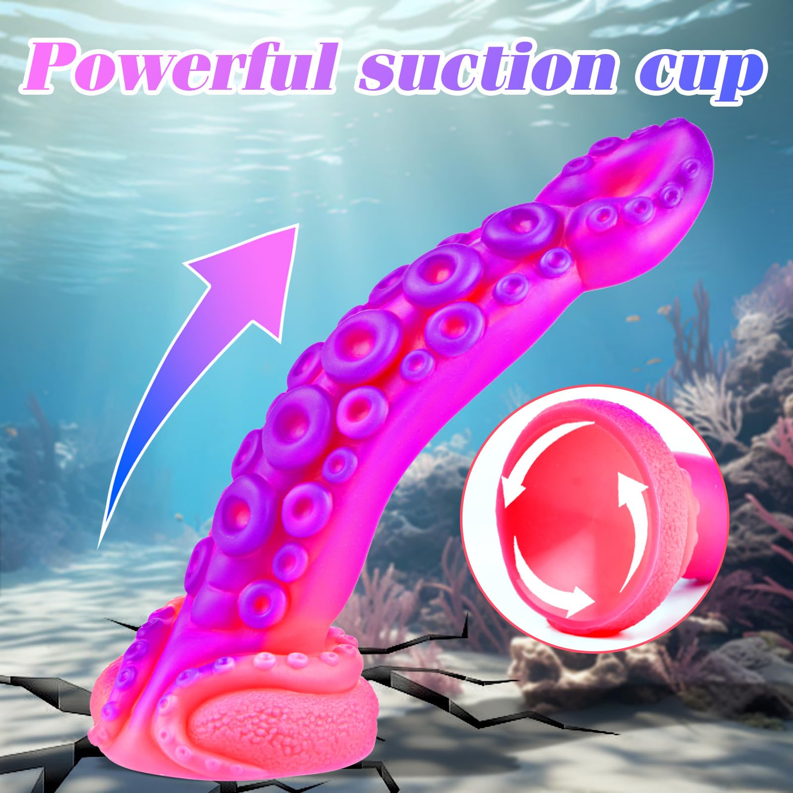 2" Diameter Silicone Tentacle Fantasy Monster Dildo for Women Men, 8 Inch Extra Huge Large Thick Anal Dildo with Suction Cup, Giant Octopus Alien Pink Purple Colorful G-spot Dildos Strap On Sex Toy