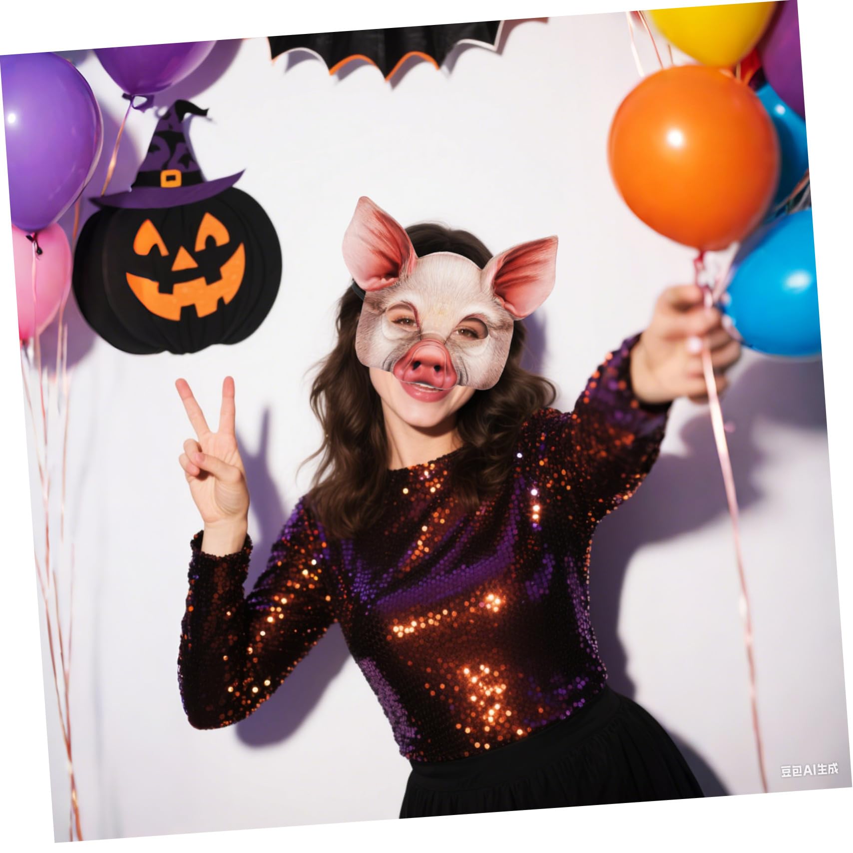BESTonZON Masque de Cochon Réaliste pour Fête Costumée Halloween Demi-visage Accessoire Animal pour Carnaval et Cosplay Adulte