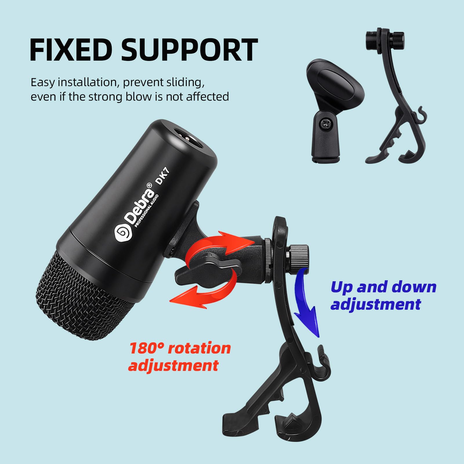 D Debra DK7 Pro - Set di 7 microfoni cablati, per batteristi, con microfono, clip per microfono con opzioni per Kick Drum, Snare, Rack/Floor Toms, Congas e Cymbals