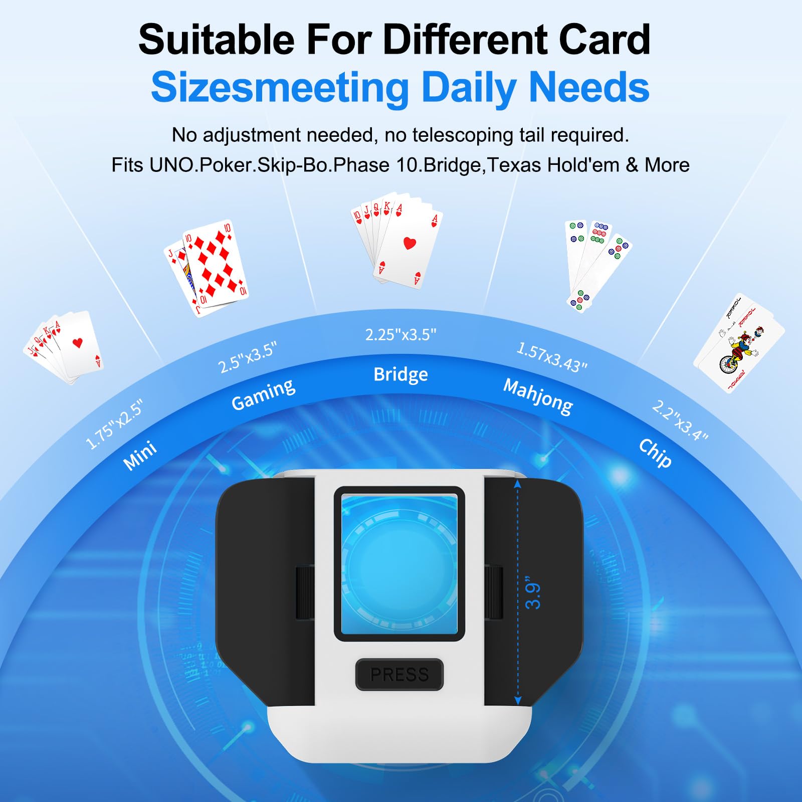 Automatic Card Shuffler|1-2 Deck Electric Card Shuffle Machine|Portable Rechargeable Batteries of Poker,Blackjack,Uno,Skip-Bo,Phase 10 More Playing Shuffler for Home Game,Travel