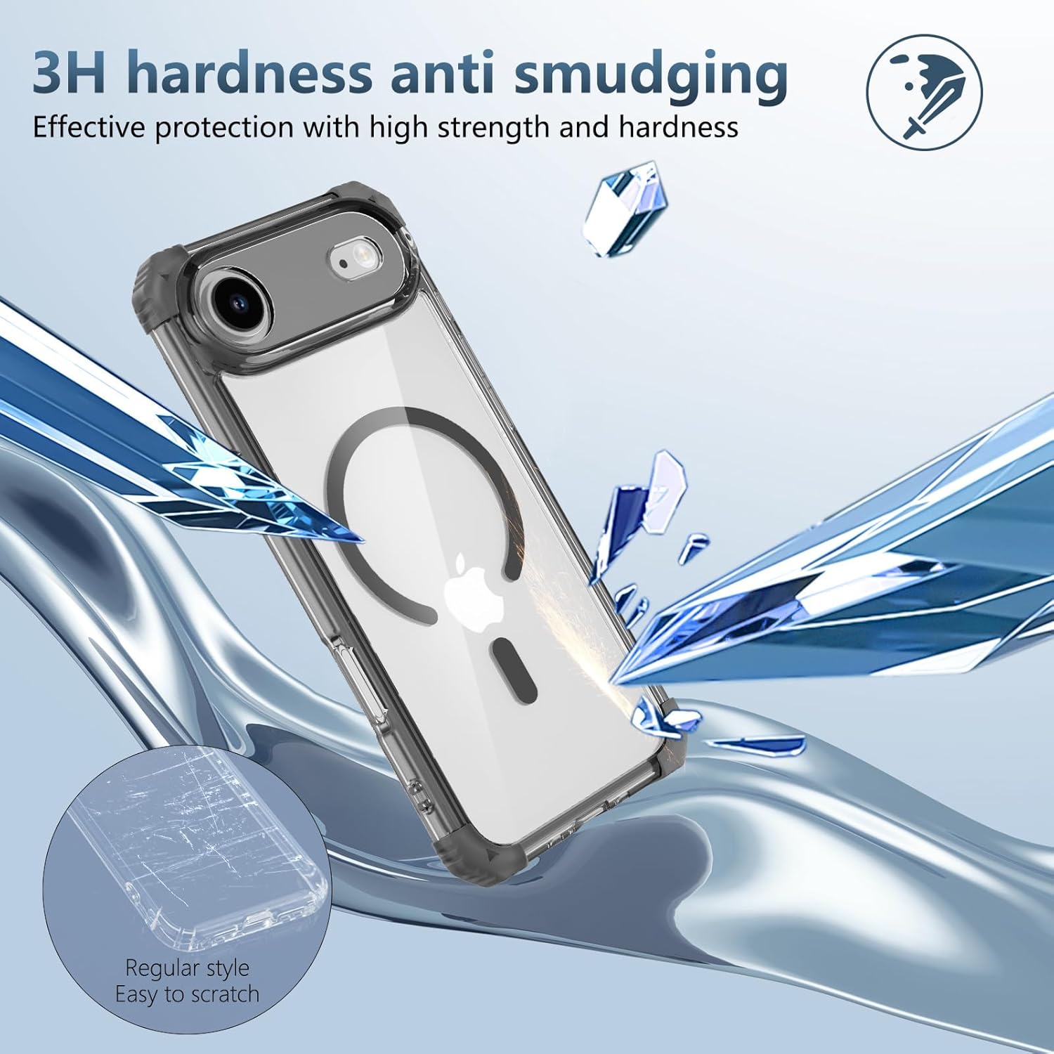 Magnetic Clear Case for iPhone Air Case Crystal Clear, [Anti-Yellowing][Military-Grade Protection], Shockproof Protective Bumper Cute Transparent Slim, Compatible with MagSafe, Clear Black