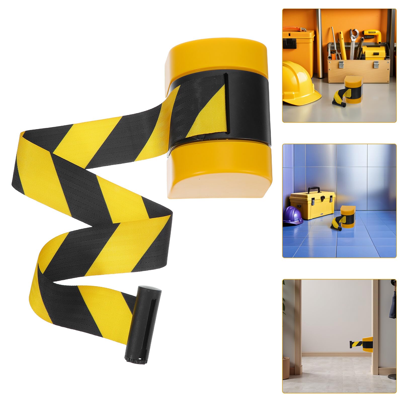 Cabilock Barrière Murale Rétractable Noire et Jaune Ruban Alerte Extensible pour Contrôle de Foule Sécurité Chantier et Isolation Zones Sensibles