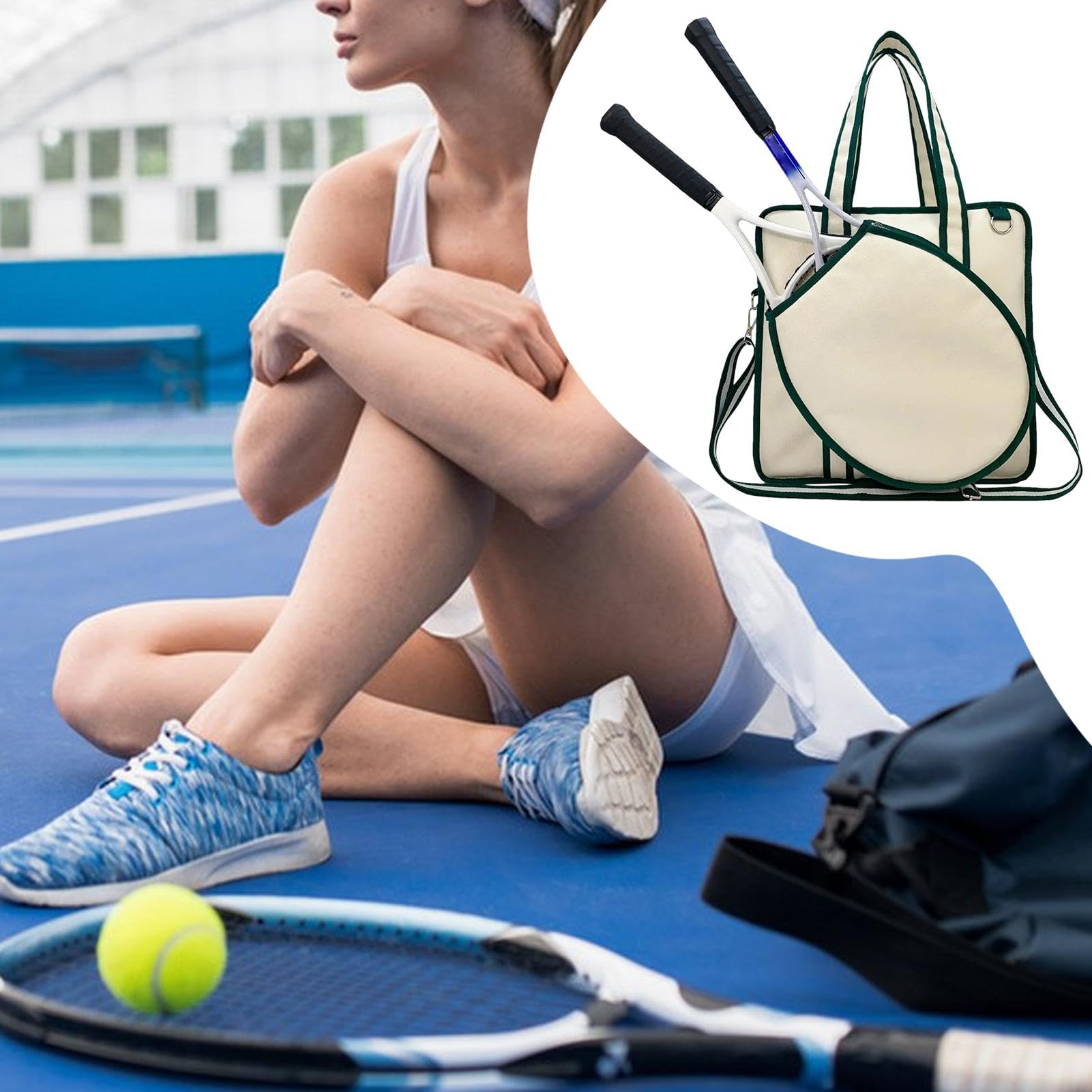 Borsa per racchette, borsa da tennis - Borsa a tracolla in tela da | badminton | Borsa da tennis in tela per racchetta da badminton, borsa per uomo e donna
