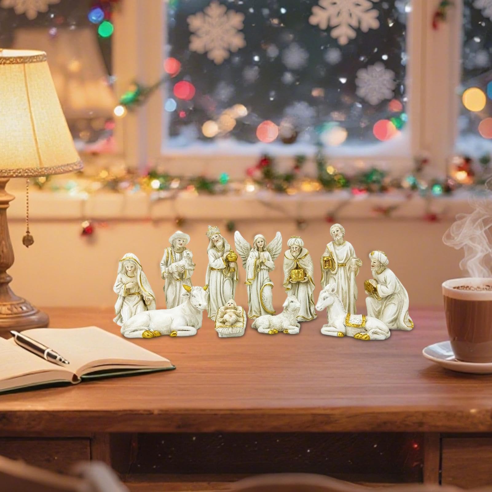 Crèche De Noël 11 Pièces Crèche De Noël Décoration Intérieure Pour Période | Figurine Religieuse Pour Église Fête Portail Maison Jardin Église