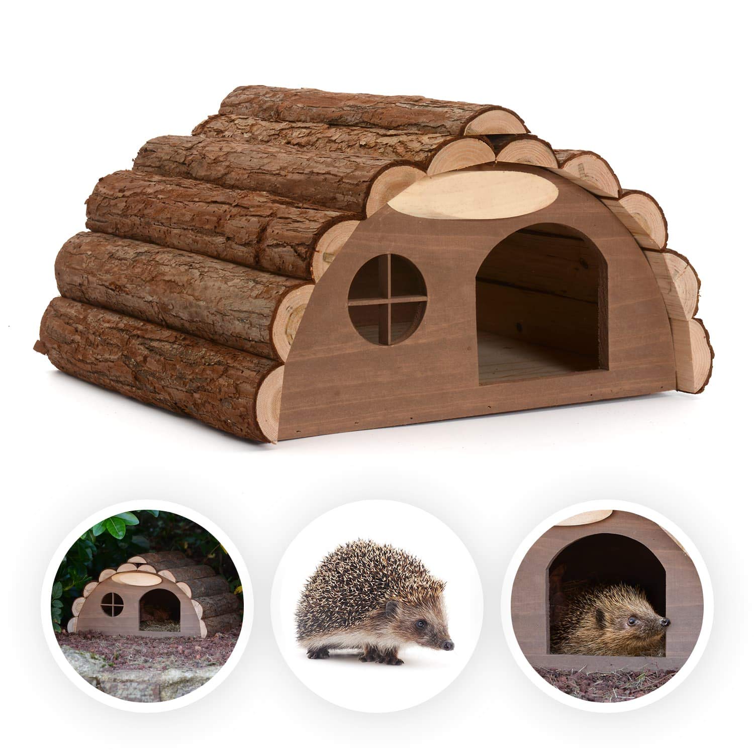 CKB LTD Casa de Erizo de Madera o Conejillo de Indias Refugio al Aire Libre Fuera de la casa de hábitat, el Hotel también se Puede Utilizar para hibernación hogar para Refugio de jardín 33,5x34x19cm