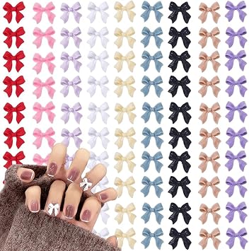 9 Colors 3D Bow Art Decorations, 100PCS Colorful Bowknot Accessories, Charms for Acrylic Resin Flatback Nail Design