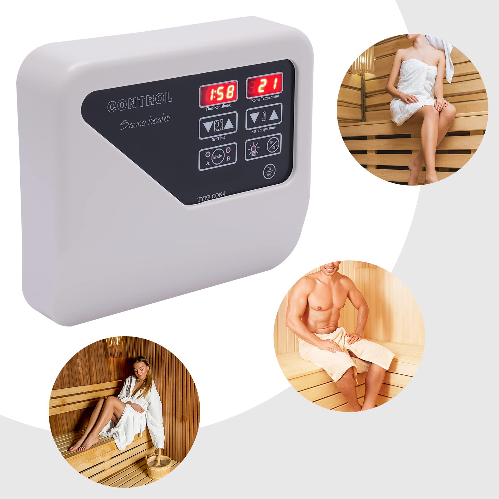 Controllo sauna 3 – 9 KW esterno sauna controllo 220 – 245 V per cabina sauna domestica e occasioni commerciali, controllo esterno protezione da surriscaldamento bianco 40 – 105 ℃