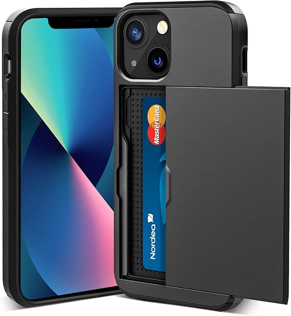 ACOCOBUY Compatible with iPhone 13 Mini Case Shockproof Wallet Case for iPhone 13 Mini Case with Card Holder Protective Dual Layer Armor Phone Case Rubber Bumper Phone Cover for iPhone 13 Mini Black