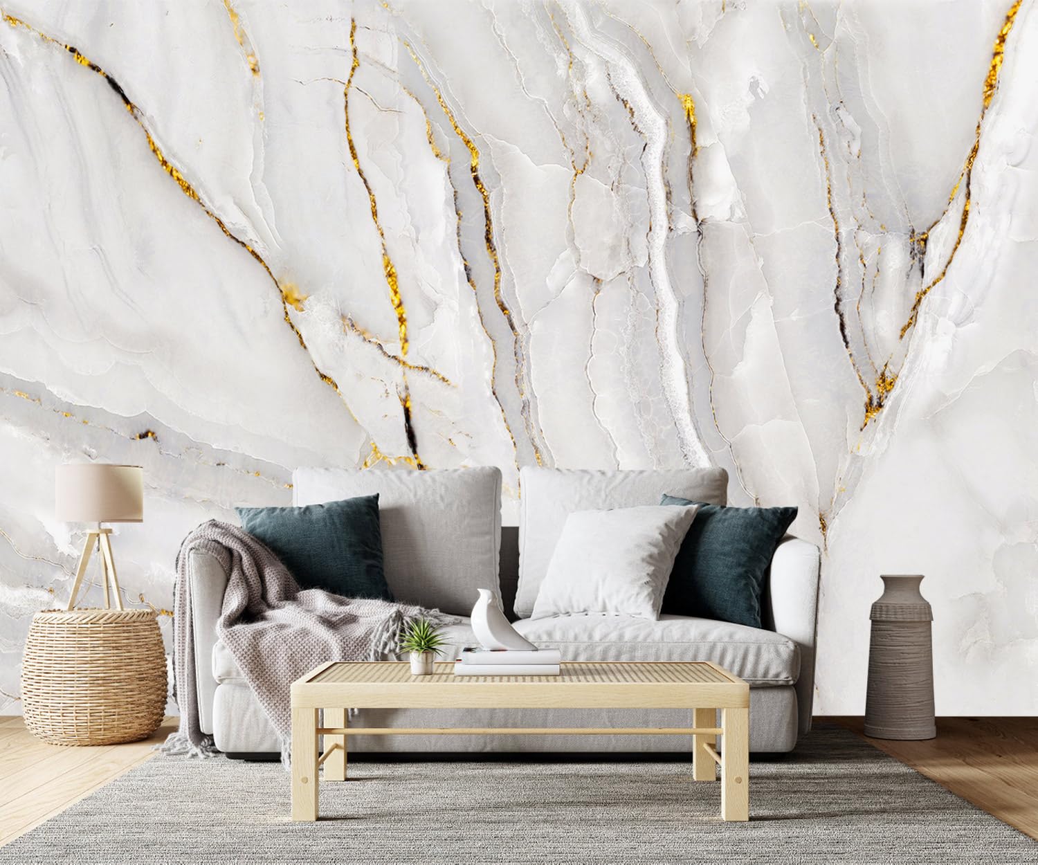 YQWDMX -Gold Marble Fabric Wallpaper Abstract Texture Mural Living Room 140
