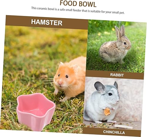 Miniatura 6 de STOBOK Cuenco de cerámica para alimentación de animales pequeños, lindo corazón y forma de estrella, ideal para hámsters, jerbos, planeadores de