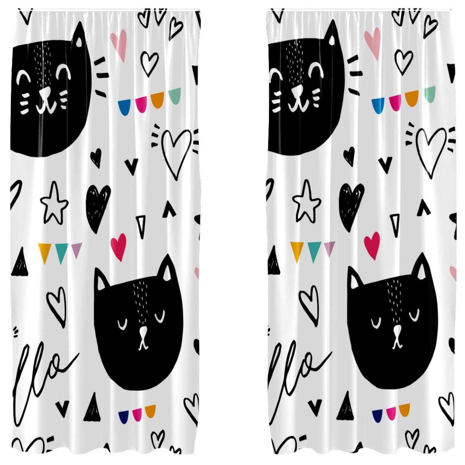Cortinas de gato para dormitorio y sala, juego de 2 paneles de 55x84 pulgadas